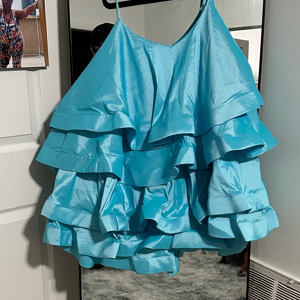 Vibrant Blue Layered Ruffle Mini Dress